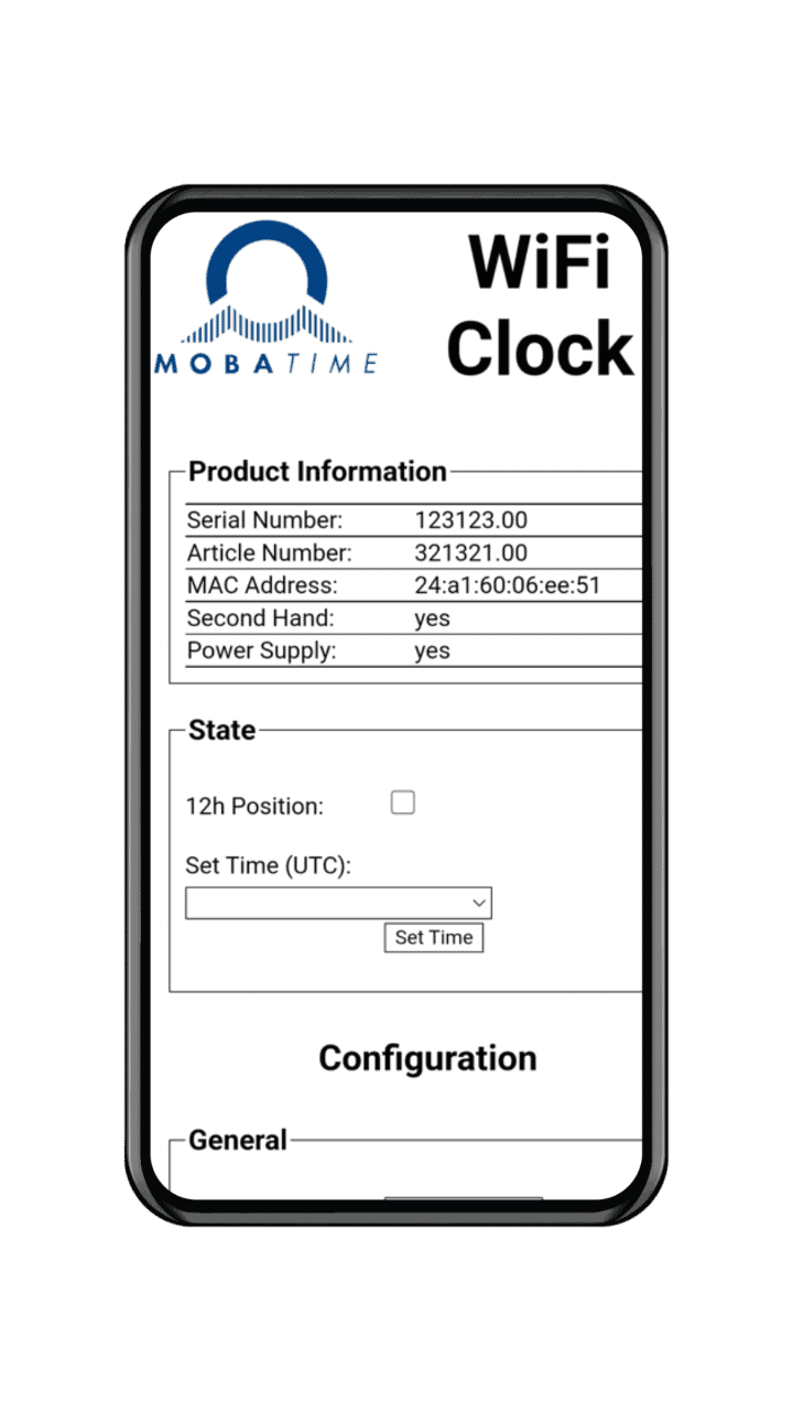 MOBATIME WiFi Clock Mockup MOBATIME's mockup of WiFi-enabled clocks for efficient time synchronization
