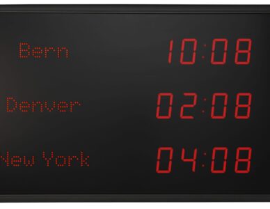 Frontal image of the MOBATIME TZI.57 digital clock