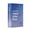 Blue box with white Switch Editor Basic labelling and blue MOBATIME logo